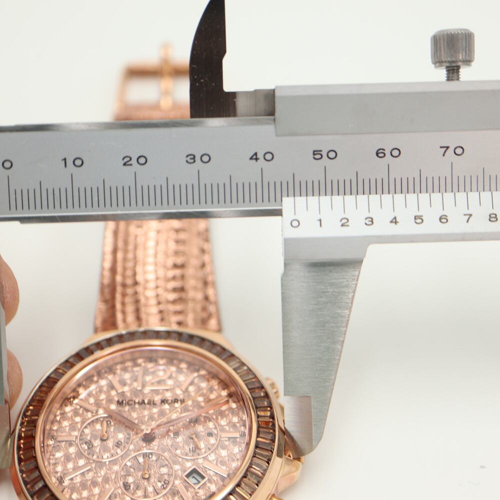 Michael Kors Rose Gold Tone 45mm Chronograph Watch Python Baguette Gramercy Work - Picture 2 of 13